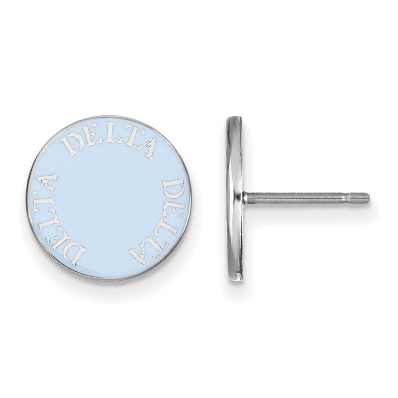 Sterling Silver Delta Delta Delta Enamel Disc Post Earrings